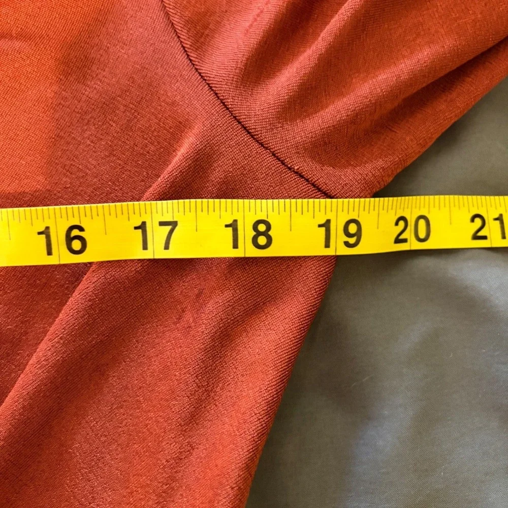 Intimately‎ Free People Rust Orange Deep V Long Sleeve Draped Bodice Bodysuit L